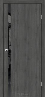 Двері StilDoors Loft Glass дуб смокі скло чорне кромка чорний мат