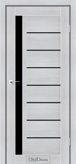 Двері StilDoors London дуб сріблястий скло чорне
